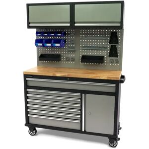 HBM 136 Cm. Professionelle mobile Werkbank mit Schrank und Zubehör Image