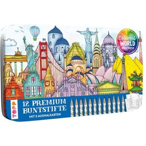 Frechverlag GmbH Colorful World Weltreise Designdose mit 12 Buntstiften Image