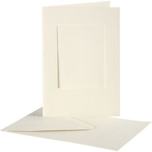 Creativ Company Passepartout-Karten mit Kuvert, Rechteckig, Kartengröße 10,5x15 cm, Umschlaggröße , 1,5x16,5 cm, Naturweiß, 10er Set Image