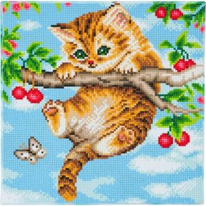 Craft Buddy Ltd. Craft Buddy CAK-A73 - Cherry Kitten, 30x30cm Crystal Art Kit, Diamond Painting Image