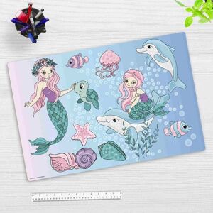 Cover-your-desk Schreibtischunterlage für Kinder Meerjungfrauen unter Wasser, aus hochwertigem Vinyl , 60 x 40 cm Image
