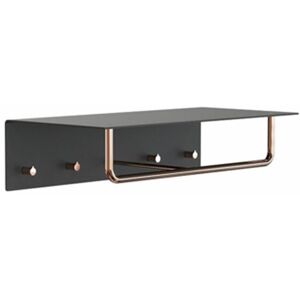 Frost Unu Wandgarderobe mit 4 Haken   schwarz matt / kupfer poliert Image