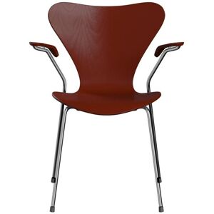 Fritz Hansen Serie 7 Armlehnstuhl 3207 gefärbte Esche venetian red   verchromt Image