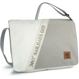 360° Taschen Barkasse Laptoptasche weiß / Persenning grau, Stencil Aufschrift, Gurt grau Image