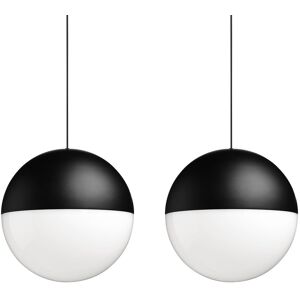 Flos String Light Kugelkopf Pendelleuchte Bodenschalter (für Steckdosenanschluss)   2 schwarze Pendel (je 22m Kabel) Image