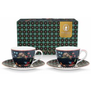 PIP STUDIO Espressotasse mit Untertasse 2-er Set BERRY BLUES 120ml Blue dunkelblau B Image