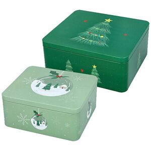 RBV BIRKMANN Keksdose Set 2tlg. groß CHRISTMAS TREE Gruen hellgrün B Image