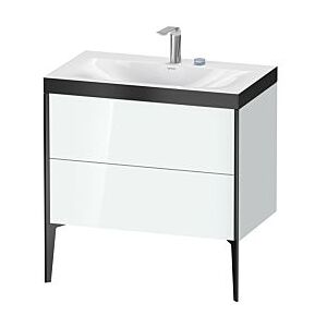 Duravit XViu Waschtisch-Unterschrank XV4710EB285P 80x48cm, 2 Auszüge, 2 Hahnlöcher, schwarz matt, Rahmen P, weiß hochglanz Image
