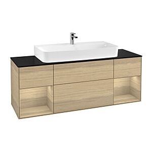 Villeroy und Boch Finion Waschtischunterschrank F212PCPC 160cm, Abdeckplatte black matt, Regale Oak Veneer, Oak Veneer Image
