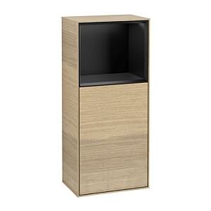 Villeroy und Boch Finion Seitenschrank F520PDPC 41,8cm, links, Ladestation, Regal Black Matt Lacquer, Oak Veneer Image