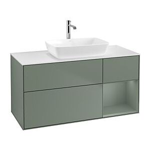 Villeroy und Boch Finion Waschtischunterschrank F831GMGM 120cm, Abdeckplatte white matt, Regale Olive matt lacquer, Olive Matt Lacquer Image