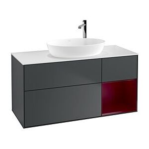 Villeroy und Boch Finion Waschtischunterschrank F951HBHG 120cm, Abdeckplatte white matt, Regale Peony matt lacquer, Midnight Blue Matt Lacquer Image
