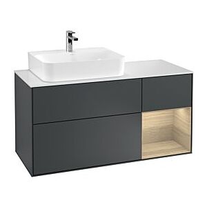 Villeroy und Boch Finion Waschtischunterschrank G151PCHG 120cm, Abdeckplatte white matt, Emotion, Regal links Oak Veneer, Midnight Blue Matt Lacquer Image