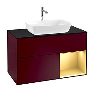 Villeroy und Boch Finion Waschtischunterschrank G782HFHB 100cm, Abdeckplatte black matt, Emotion, Regale Gold matt lacquer, Peony Matt Image