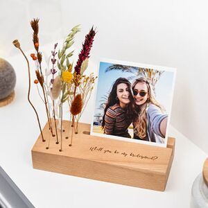 smartphoto Fotos im Holzaufsteller & Trockenblumen (Quadratisch) zum Valentinstag Image