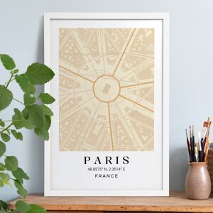 smartphoto Stadtkarten Poster mit Rahmen Weiss 30 x 45 Image