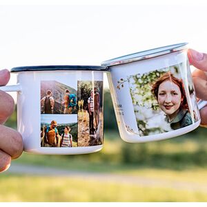 smartphoto Emaille Tasse personalisiert mit Foto o. Text (Weiss-schwarz, 350 ml) Image