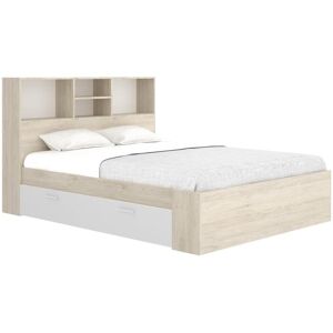 Vente-unique Bett mit Stauraum - 140 x 190 cm - Holzfarben & Weiß - VARDIEL Image