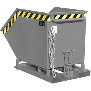 Kippmulde mit Klappmechanismus, kastenförmig, Volumen 0,25 m³, grau RAL 7005 eurokraft pro Image