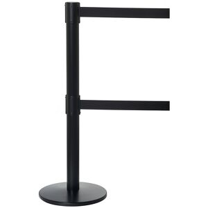 Gurtabsperrpfosten mit 2 Bändern, schwarz pulverbeschichtet, Band schwarz, Auszugslänge 3650 mm Tensator Image