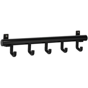 kaiserkraft Wandgarderobe aus Aluminium, schwarz, VE 2 Stück, Haken aus Kunststoff, BxH 500 x 100 mm, 5 Haken Image