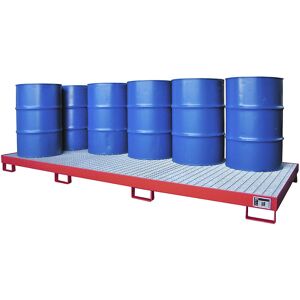 Stahl-Auffangwanne, Auffangvolumen 240 l, für 10 x 200 l Fässer, rot eurokraft pro Image