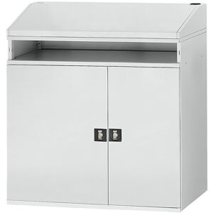 Industrie-Stehpult, mit offenem Fach über dem Schrank, Breite 1100 mm, lichtgrau RAU Image
