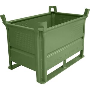 Stapelbehälter mit Kufen, LxB 800 x 500 mm, Traglast 2000 kg, grün, ab 10 Stk Heson Image