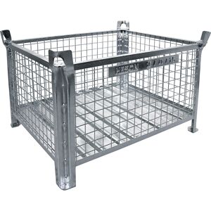 Stapelbehälter mit Stahlblechboden, LxB 800 x 600 mm, verzinkt Heson Image