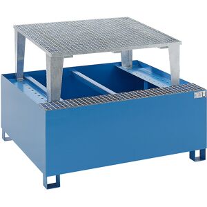 Stahl-Auffangwanne für Tankcontainer IBC/KTC, für 1 x 1000-l-Container, pulverbeschichtet, blau RAL 5012 eurokraft basic Image