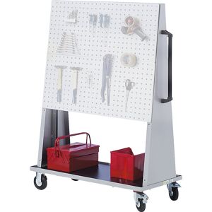 Werkzeugmobil, Leerwagen zur Bestückung mit Loch-/Schlitzplatten, 2 Lenkrollen mit Feststellern, 2 Bockrollen eurokraft pro Image
