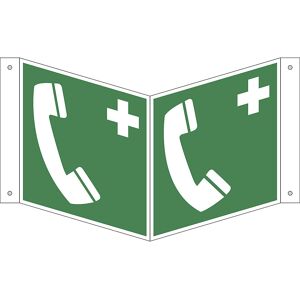 kaiserkraft Rettungszeichen, Notruftelefon, VE 10 Stk, Aluminium, Nasenschild, 150 x 150 mm Image