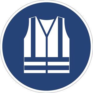 kaiserkraft Gebotskennzeichen, Warnweste benutzen, VE 10 Stk, Folie, Ø 100 mm Image