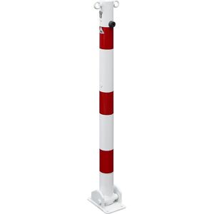 Absperrpfosten, Ø 60 mm, weiß / rot, klappbar mit Profilzylinder, mit 2 Ösen Schake Image