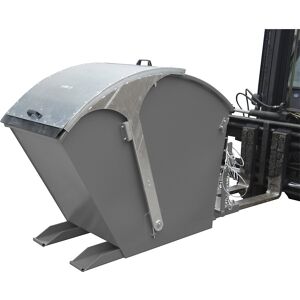 Kippbehälter mit Runddeckel, Volumen 0,75 m³, mausgrau eurokraft pro Image