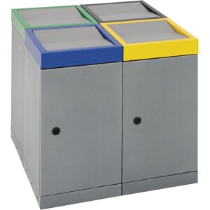 kaiserkraft Wertstoffsammelsystem mit Flügeltür, Volumen 30 l, graualu, 4-fach-Sammler Image