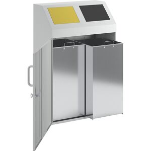 Wertstoffsammelschrank, Volumen 2 x 50 l, lichtgrau RAL 7035 eurokraft pro Image