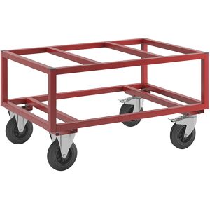 Paletten-Fahrgestell KM221, LxBxH 1200 x 800 x 650 mm, rot, 2 Lenkrollen mit Stopp, 2 Bockrollen Kongamek Image