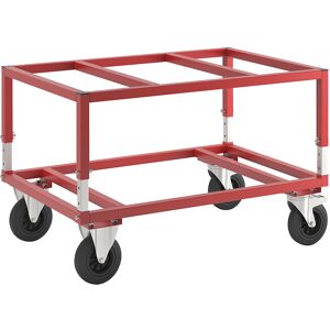 Paletten-Fahrgestell KM222, LxBxH 1200 x 800 x 655 - 830 mm, rot, 2 Lenkrollen mit Stopp, 2 Bockrollen Kongamek Image