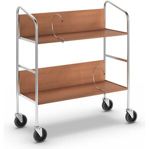 Aktenordnerwagen verchromt, 2 Etagen, LxBxH 800 x 340 x 840 mm, Kirsche-Dekor HelgeNyberg Image