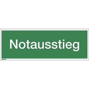 kaiserkraft Kombizusatzschild mit Text für Rettungszeichen, Notausstieg, Folie, VE 10 Stk, Folie, langnachleuchtend, LxHxT 400 x 140 x 0,4 mm Image