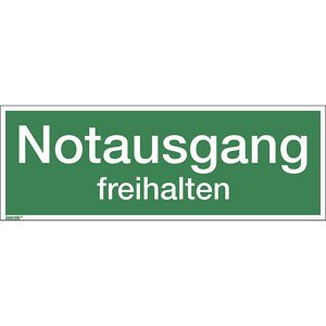 kaiserkraft Kombizusatzschild mit Text für Rettungszeichen, Notausgang freihalten, VE 10 Stk, Folie, langnachleuchtend, LxHxT 297 x 105 x 0,4 mm Image