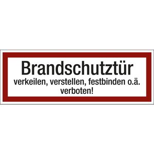 kaiserkraft Brandschutzkennzeichen für die Feuerwehr, Brandschutztür verkeilen, verstellen, festbinden o. ä. verboten!, VE 10 Stk, Folie, LxH 297 x 105 mm Image