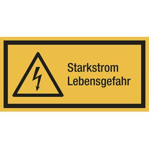 kaiserkraft Kombischilder mit Text für Warnkennzeichen, Starkstrom Lebensgefahr, rechteckig, VE 10 Stk, Folie, LxH 74 x 37 mm Image