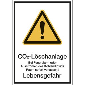 kaiserkraft Kombischilder mit Text für Warnkennzeichen, CO₂-Löschanlage, VE 10 Stk, Folie, LxH 210 x 297 mm Image