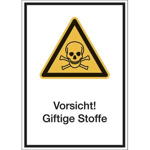 kaiserkraft Kombischilder mit Text für Warnkennzeichen, Vorsicht! Giftige Stoffe, VE 10 Stk, Folie, LxH 210 x 297 mm Image
