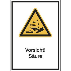kaiserkraft Kombischilder mit Text für Warnkennzeichen, Vorsicht! Säure, VE 10 Stk, Folie, LxH 210 x 297 mm Image