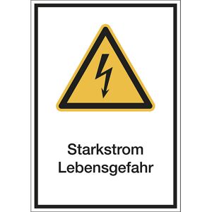 kaiserkraft Kombischilder mit Text für Warnkennzeichen, Starkstrom Lebensgefahr, VE 10 Stk, Folie, LxH 210 x 297 mm Image
