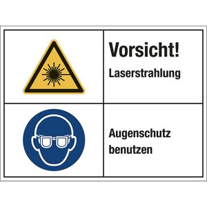 kaiserkraft Kombischilder, Vorsicht! Laserstrahlung / Augenschutz benutzen, VE 10 Stk, Folie, LxH 200 x 150 mm Image