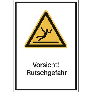 kaiserkraft Kombischilder mit Text für Warnkennzeichen, Vorsicht! Rutschgefahr, VE 10 Stk, Kunststoff, LxH 210 x 297 mm Image